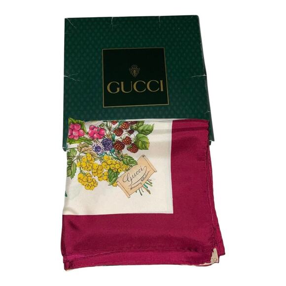 Gucci Vintage Floral Silk Scarf With Box - Picture 1 of 16